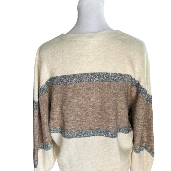Veronica Beard - Miley Colorblock Metallic Pullover Sweater in Ivory Multi Sz S - Picture 6 of 9